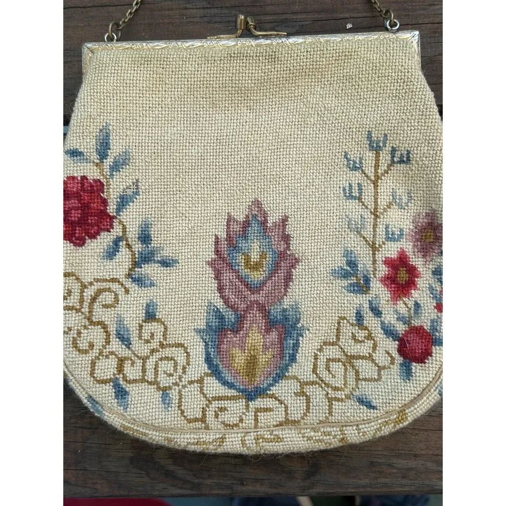 Vintage Anton Moritz NY Women's Purse Handbag Embroidered Needlepoint Tapestry
